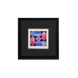 Victor Vasarely " PINK and BLUE" serigraph , France c. 1980