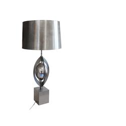 Charles et Files, Inox table lamp, France 1965