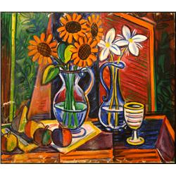 Tibor Jankay ( 1899-1994) : Still life with Sun flower c. 1930