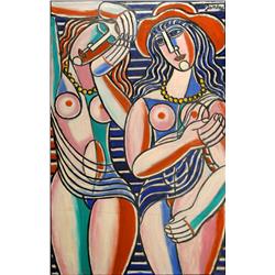 Tibor Jankay ( 1899-1994): Woman in red hat, Venice, CA 1987