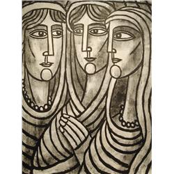 Tibor Jankay ( 1899-1994): Three Graces, Venice, CA 1990