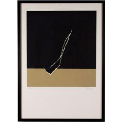 Ferruccio Bertoluzzi ( Venice 1920-  ) : Composizione ocra e nera 1972 