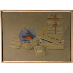 Enid Munroe: Four boxes, purple paper