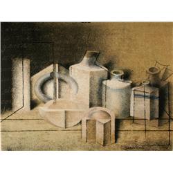 Carlo Guarienti ( Italy 1923-  ): Natura Morta Ocra/ Yellow still life 1990