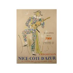 Jean Cocteau "Salons dela TWA" lithographic poster, 1954