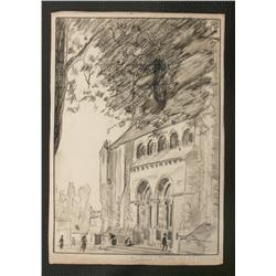 Robert Vallin: Toulouse facade de St. Servin, France 1917