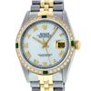 Image 1 : Rolex Mens 2 Tone Mother Of Pearl Diamond & Emerald 36MM Datejust Wristwatch