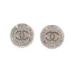 Image 1 : Chanel Silver-tone Crystal Resin CC Round Clip-on Earrings