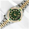 Image 2 : Rolex Ladies Two Tone Green Diamond & Emerald Datejust Wristwatch