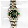 Image 3 : Rolex Ladies Two Tone Green Diamond & Emerald Datejust Wristwatch