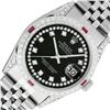 Image 2 : Rolex Men's Stainless Steel Black String Diamond & Ruby Datejust