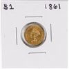 Image 1 : 1861 Type 3 $1 Indian Princess Head Gold Dollar Coin