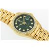 Image 4 : Rolex Men's 18K Yellow Gold Green Diamond Day Date President Wristwatch