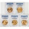 Lot of (5) 1908 No Motto $20 St. Gaudens Double Eagle Gold Coins PCGS MS65
