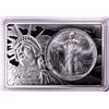 Image 1 : 1993 $1 American Silver Eagle Coin & 2oz Silver Bar Set