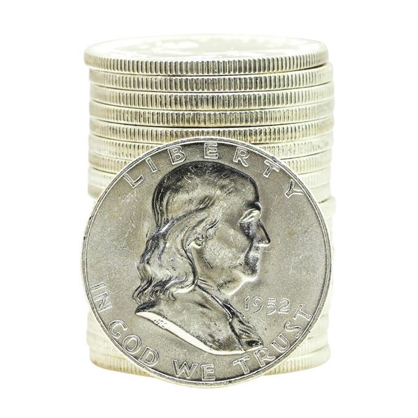 Roll of (20) 1952-D Brilliant Uncirculated Franklin Half Dollar Coins