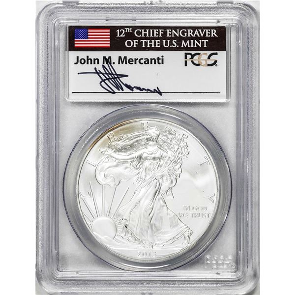 2013 $1 American Silver Eagle Coin PCGS MS69 First Strike Mercanti Signature