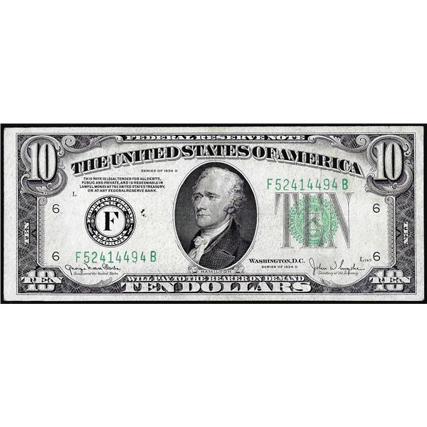 1934D $10 Federal Reserve Note Atlanta