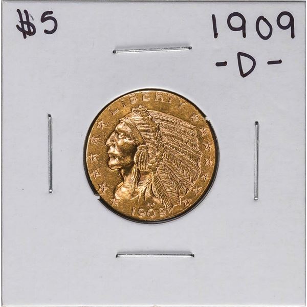 1909-D $5 Indian Head Half Eagle Gold Coin
