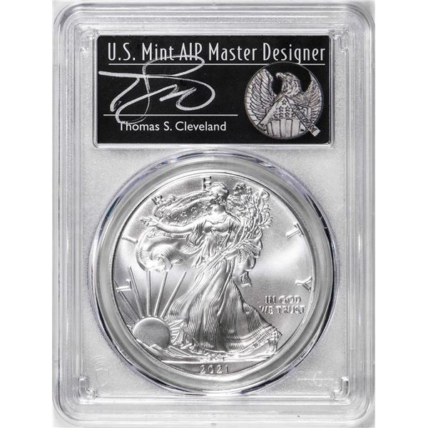 2021-(S) Ty. 1 $1 American Silver Eagle Coin PCGS MS70 Cleveland Signed San Francisco