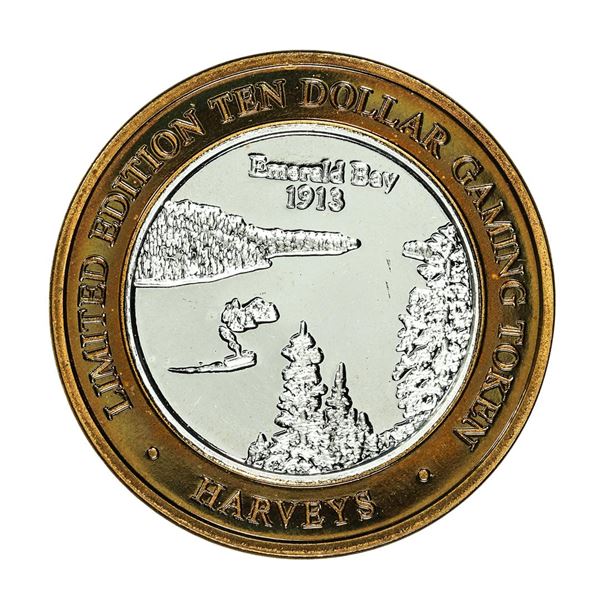 .999 Fine Silver Harvey's Lake Tahoe, Nevada $10 Limited Edition Gaming Token