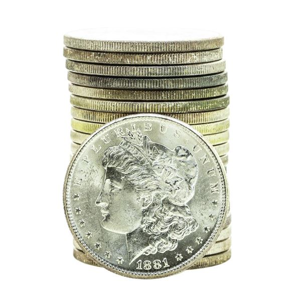 Roll of (20) Brilliant Uncirculated 1881-S $1 Morgan Silver Dollar Coins