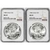 Image 1 : Lot of (2) 1988 $1 American Silver Eagle Coin NGC MS69