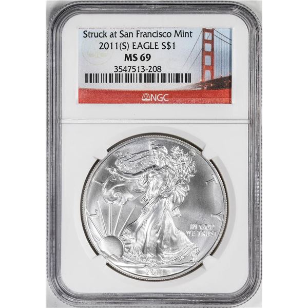 2011-(S) $1 American Silver Eagle Coin NGC MS69 San Francisco Mint