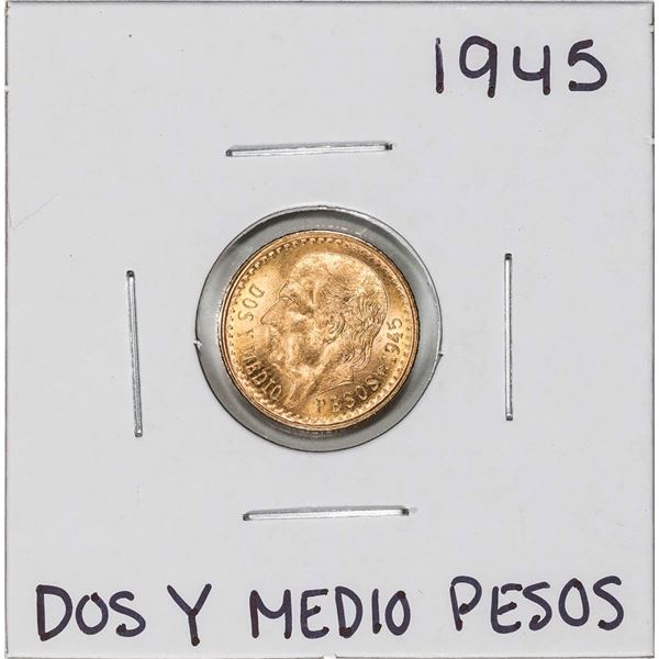 1945 Mexico Dos Y Medio Pesos Gold Coin