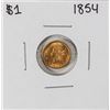 Image 1 : 1854 Type 1 $1 Liberty Head Gold Dollar Coin