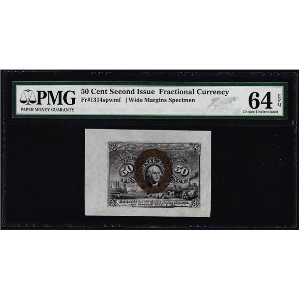 Second Issue Specimen 50 Cent Fractional Note Fr.1314spwmf PMG Ch. Uncirculated 64EPQ