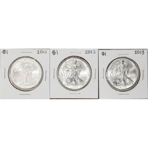 Lot of 2011-2013 $1 American Silver Eagle Coins