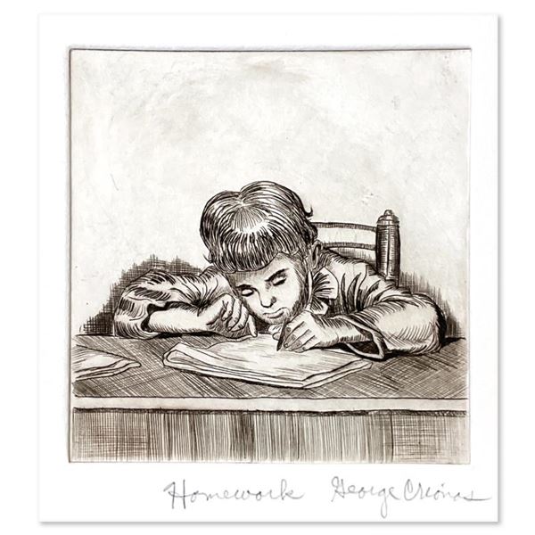 George Crionas (1925-2004) "Homework" Limited Edition Etching On Paper