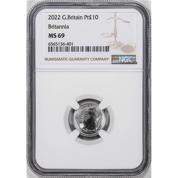2022 Great Britain 10 Pounds Britannia 1/10oz Platinum Coin NGC MS69