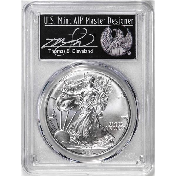 2021-(S) Ty. 1 $1 American Silver Eagle Coin PCGS MS70 Cleveland Signature FDOI