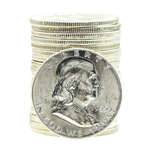 Roll of (20) 1955 Brilliant Uncirculated Franklin Half Dollar Coins