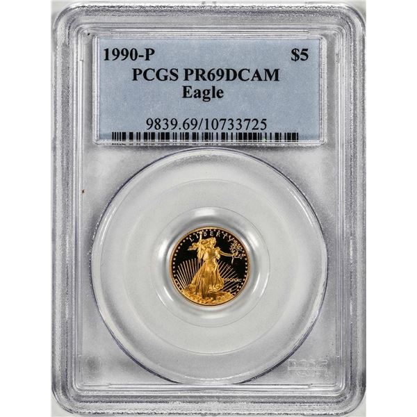 1990-P $5 Proof American Gold Eagle Coin PCGS PR69DCAM