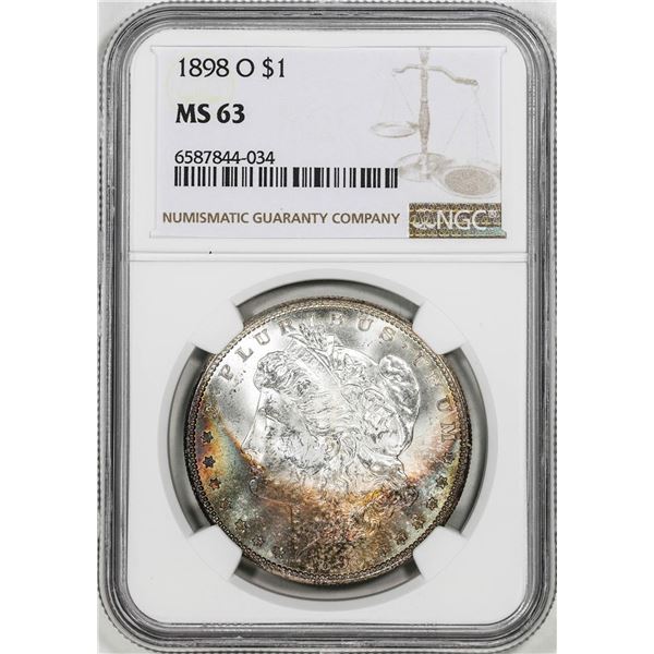 1898-O $1 Morgan Silver Dollar Coin NGC MS63 Nice Toning