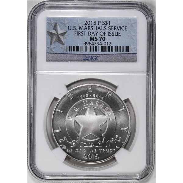 2015P $1 U.S. Marshals Service Commemorative Silver Dollar Coin NGC MS70 FDOI