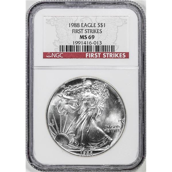 1988 $1 American Silver Eagle NGC MS69 First Strike