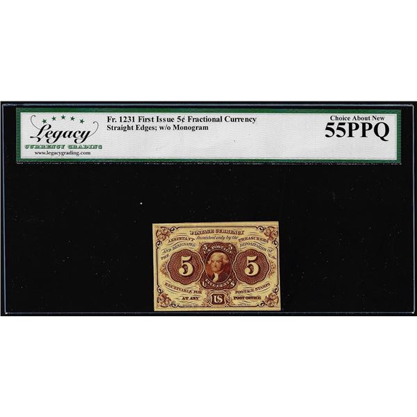 1862 First Issue 5 Cent Fractional Currency Note Fr.1231 Legacy Choice About New 55PPQ