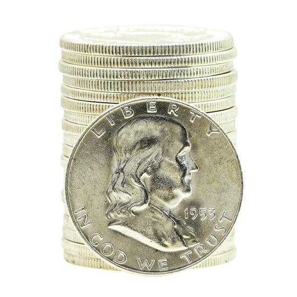 Roll of (20) 1953-D Brilliant Uncirculated Franklin Half Dollar Coins