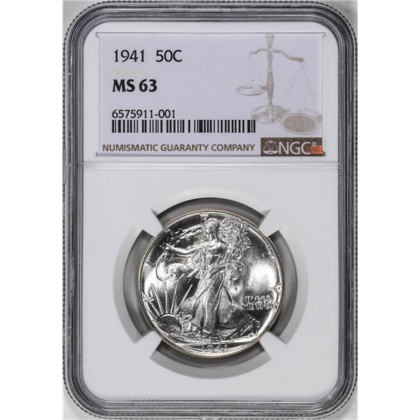 1941 Walking Liberty Half Dollar Coin NGC MS63