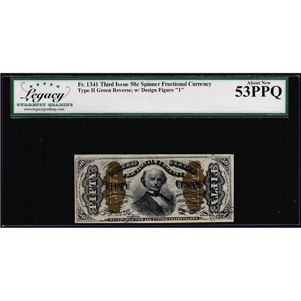1863 Third Issue Fifty Cents Fractional Currency Note Fr.1341 Legacy About New 53PPQ