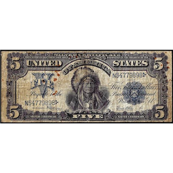 1899 $5 Indian Chief Silver Certificate Note