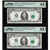 Image 1 : (2) Consecutive $100 Federal Reserve Notes Fr.2168-A PMG Choice Uncirculated 64EPQ