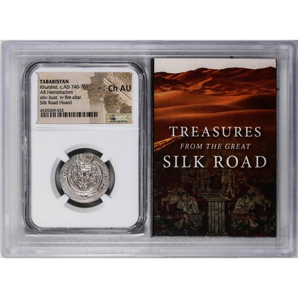 Tabaristan Khurshid, 740-761 c.AD AR Hemidrachm Ancient Coin NGC Ch AU Story Box