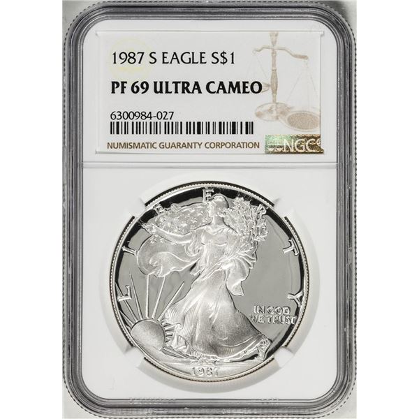 1987-S $1 Proof American Silver Eagle Coin NGC PF69 Ultra Cameo