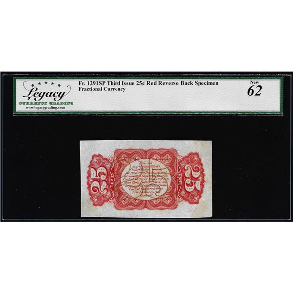 Specimen Third Issue Twenty-Five Cents Fractional Note Fr.1291SP Legacy New 62