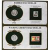 Image 2 : Lot of 1911 Barber & 1927-S Waking Liberty Half Dollar Coins and Stamp Panels